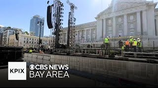 Crews ready Civic Center Plaza for Saturday night rave concert
