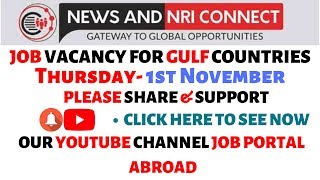NRI Connect Epaper Mumbai 1st November 2018 - Abroad Job Vacancy