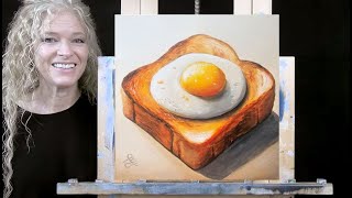 EGG AND TOAST- Learn How to Draw and Paint with Acrylics- Easy Beginner Acrylic Painting Tutorial