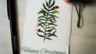 Watercolor Christmas Card #shorts #youtubeshorts #watercolorpainting #christmas #tutorial #art