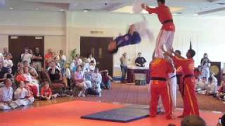 Master Park's Black Belt America: Master Steve Demonstrates Backflip While Kicking 10' High Balloon