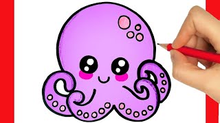 HOW TO DRAW OCTOPUS EASY STEP BY STEP - KAWAII DRAWINGS