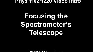 Phys 1102-1220: Focusing the Spectrometer Telescope