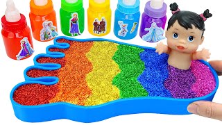 Satisfying Video l How to make Mixing Slime Foot into Bathtub & Rainbow Nail Polish Cutting ASMR #76