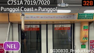 [SBST][FIRST TRAIN OUT OF PUNGGOL COAST] C751A [7019/7020] - NE18 Punggol Coast » NE17 Punggol (NEL)