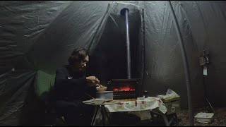 solo camping | Naturehike Ranch Pyramid Tent | wood stove