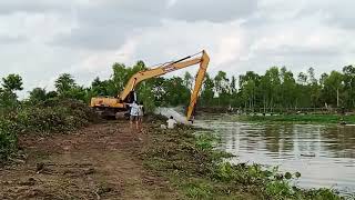 เจ้าบูมยาวลวงสุดบูมถอนรากถอนโคนมาเลย ขุดผักตบชะวา  SANY  215 c #รถขุดบุมยาว