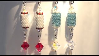 Earring with tubular peyote stitch beading tutorial