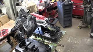 Portable bandsaw comparison Klutch vs Vevor vs harbor freight stand