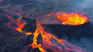 ICELAND VOLCANO SPILLS TORRENTS OF LAVA! MINDBLOWING AERIAL FOOTAGE! Throwback 2021