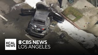 Pursuit ends in fiery crash in North Hollywood