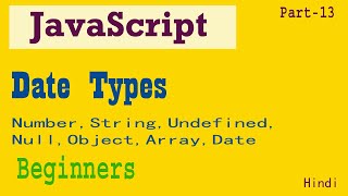 JavaScript Data Types Part-13 | Number, String, Undefined, Null, Object, Array, Date | Beginners