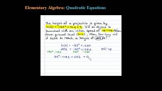 Projectile Word Problem - Height of an Object - Application Involving a Quadratic Equation