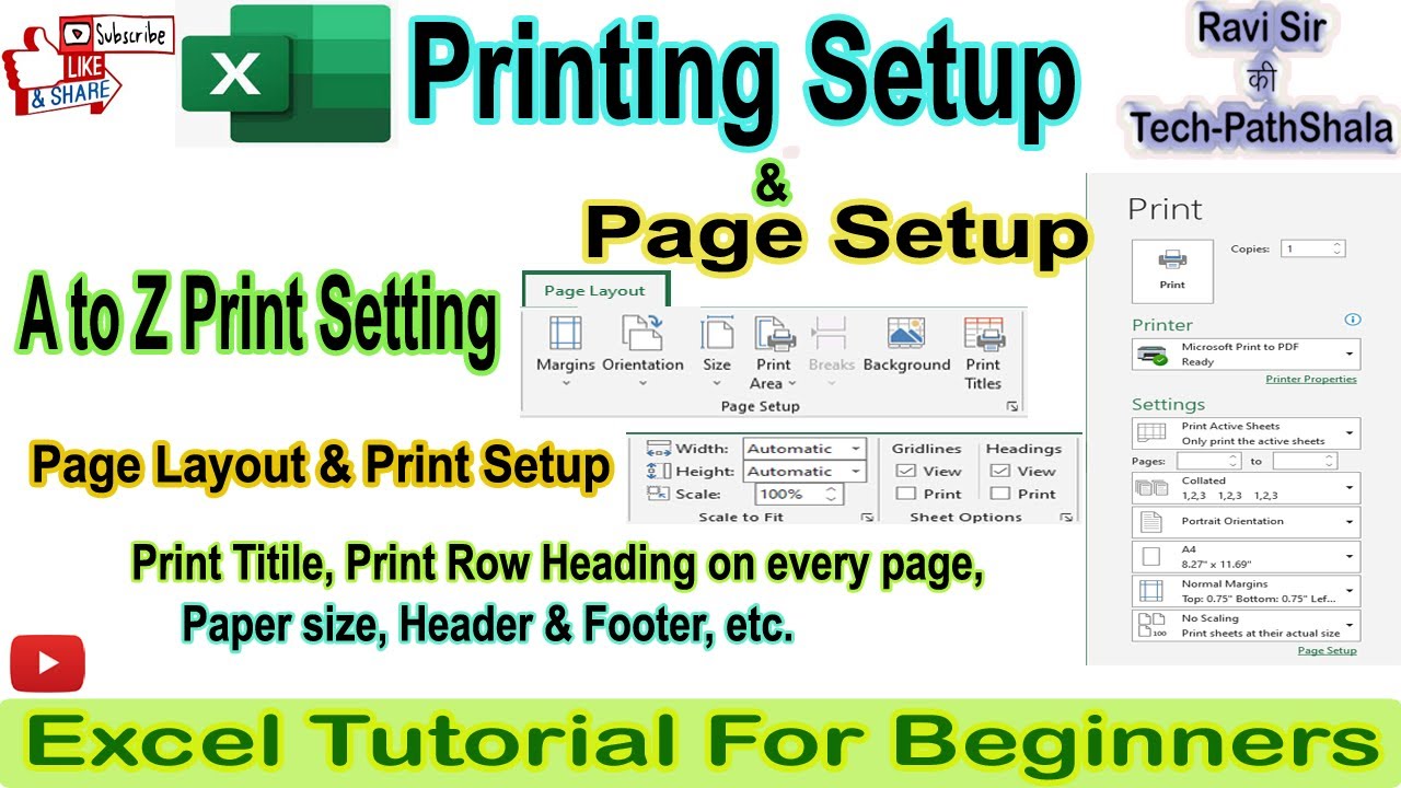 Excel Print Page Setup | How To Print In Excel | Printing Tips For ...