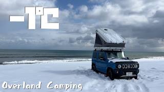 Snow car camping with eating delicious sushi in Toyama, Japan [with subtitles]