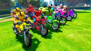 LEARN COLOR with Superheroes Motorcycles golf park and Police cars for kids funny