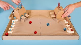DIY Warship Battle Marble Board Game from Cardboard at Home
