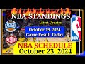 NBA STANDINGS TODAY as of October 19, 2024 | GAME RESULTS | NBA SCHEDULE October 23, 2024