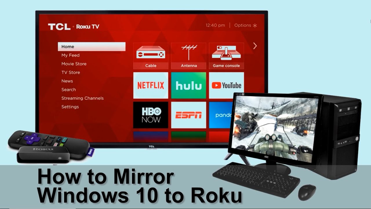 How To Mirror Windows 10 To Roku - YouTube