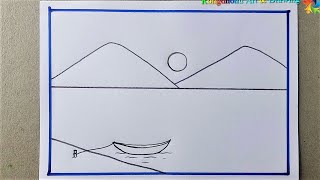 Easy Scenery Drawing for Kids | Simple scenes to draw in pencil for kids