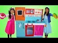 Emma & Wendy Pretend Play COOKING Competition with Cute Giant Kitchen Toy