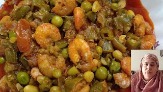 Ghevda and Matar ki sabzi with Prawns | Matar and Ghevdyachi Bhaji Prawns  | Masale wali green beans