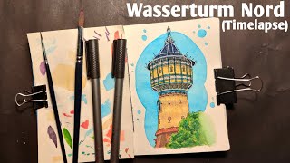 LINE AND WASH WATERCOLOR | QUICK AND EASY | WATERTOWER NORTH |PEN AND WASH|