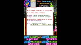 🐍📝#Find Common Characters in Python#leetcode#Python Program #python#shorts