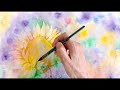 ひまわりを透明水彩で描く watercolor painting of flowers 制作過程