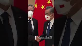 Chinese Foreign Minister Wang Yi shook hands with Blinken, and voiced disagreements in the past