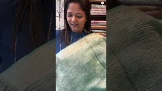 Rock this gorgeous mint green organza crush tissue saree!