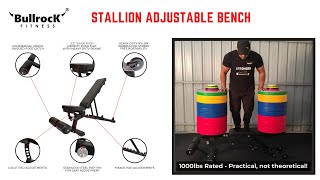 BullrocK Stallion FID Bench | 1000lbs Rated Adjustable Bench | Wobble Testing with 1025.2lbs (465kg)