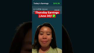 Thursday Earnings (June 30)! $178 in 8 hours ($22/hr) 😀✅💯 Let’s Go! #shorts #gigwork