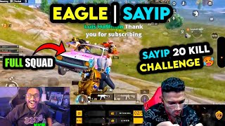 ഓടിനടന്ന് Kill എടുത്ത Match 🥵OP Gameplay 🔥| Eagle | Sayip Combo 💥ഇജാതി കളി | BGMI