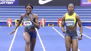 Wow! Daryll Nieta Defeated Shericka Jackson In Epic 60m In Birmingham Indoor  Meet(Full Race)
