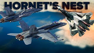 Two F/A-18 Hornets VS 4 SU-27 Flankers And... | DCS World