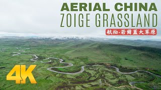 4K China Drone Footage - Zoigê Grassland Aerial view - Sichuan Aba Tibetan Area