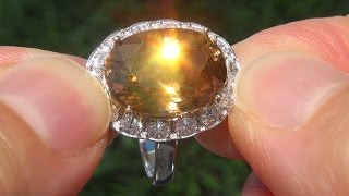 GIA Certified Natural Yellow Zircon \u0026 Diamond 14k Gold Vintage Ring GEM - A131595