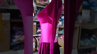 564301 Deep Pink HDW DANCE Cotton/Lycra Velvet Long Sleeve Leotard