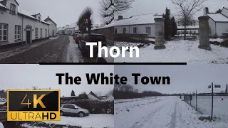 Exploring the White Town on a Snowy Walking Tour | Thorn Snow Walk with relaxing piano music | 4K60