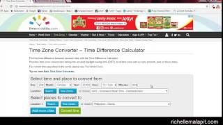 How to use Timeanddate com to convert one time zone to another