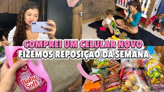 COMPREI UM IPHONE NOVO🦋💜- DIA DE REPOSIÇÃO DA SEMANA+ VLOG NO MERCADO , MOSTREI MEU CORPO -9KG