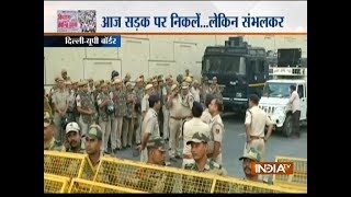 Heavy security deployed at Delhi-UP border in wake of 'Kisan Kranti Padyatra' in Delhi today