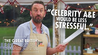 Lee Mack wings it, moonwalks and gets the Hollywood Stare! | The Great Stand Up To Cancer Bake Off