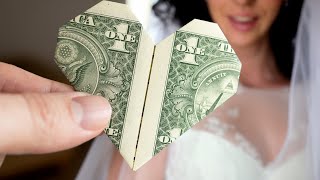 Easiest Dollar Origami Heart Tutorial - Perfect Wedding Cash Gift! | Folding With Yvonne