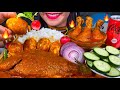 ASMR SPICY FISH CURRY, CHICKEN CURRY, EGG CURRY, CHILI, ONION, RICE MASSIVE Eating Sounds