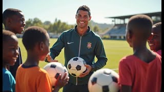 Cristiano Ronaldo Surprises Orphan Kids with Footballs \u0026 Trains Them Like Champions