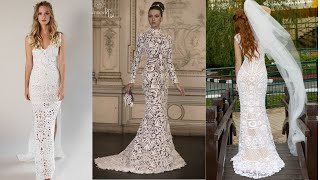 Most stylish  and elegant crochet    wedding  gown design  ideas