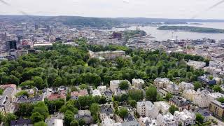 Oslo, Norway. Royal Palace. Slottsplassen. Palace park, Aerial View, Point of interest