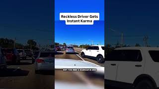 Reckless driver cuts off traffic, gets boxed in by police. Instant karma.